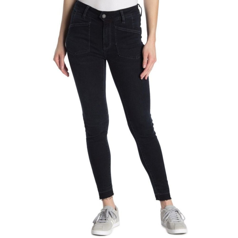 Free People Ivy Mid Rise Released Hem Skinny Jeans Seal Blue NWT $98 Size 30